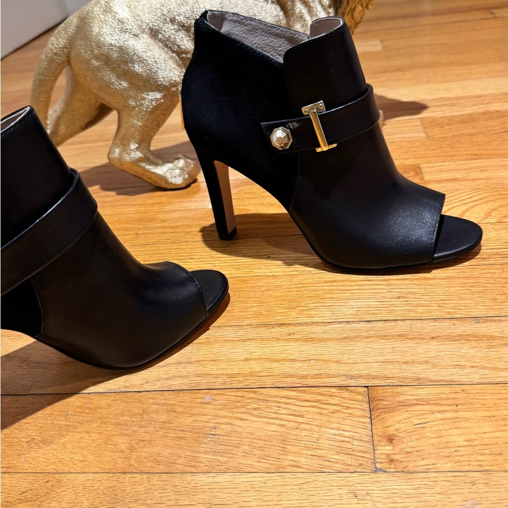 Louise et Cie Black Peep-Toe Ankle Booties